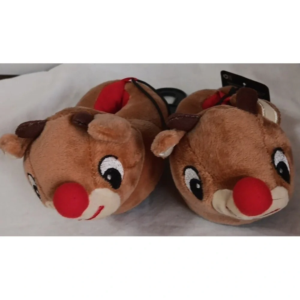 Toddler Christmas Slippers Sz 1 Rudolph the‎ Red Nosed Reindeer Holiday Gift